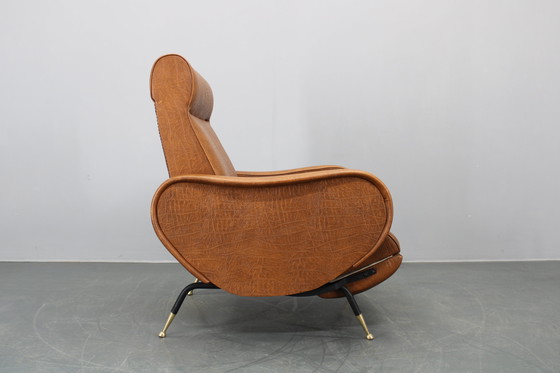 Image 1 of 1950 Marco Zanuso Liggende 'Lady' Loungestoel in kunstleer, Italië