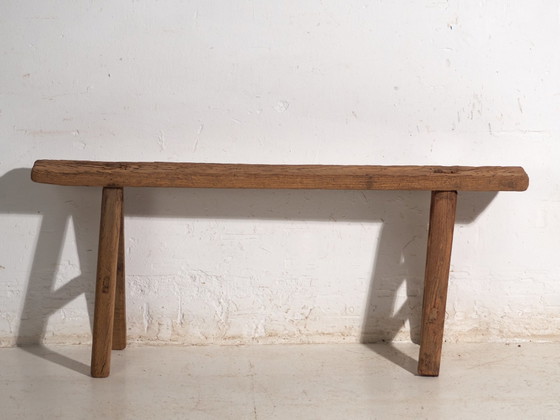 Antiek Iepenhouten Bankje, China, circa 1900, Rustic (foto 6 van 8)