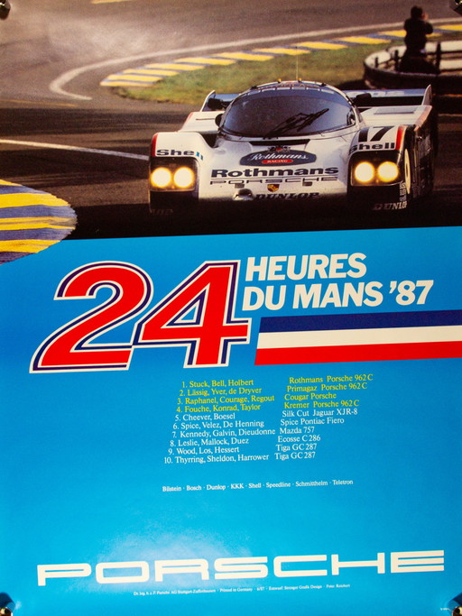Original Vintage Porsche Poster / Plakat / Le Mans 1987 / ca. 101x76cm