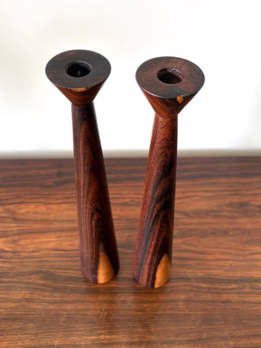 Candelieri brasiliani in legno vintage di metà secolo, design danese anni '60/'70