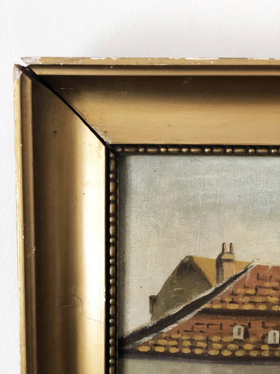 Image 1 of Grande peinture à l'huile originale d'époque représentant un cottage à la campagne, vers 1923