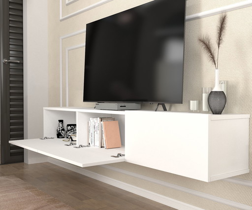 Newport TV Stand, White Wood for TVs up to 78" - 180cm