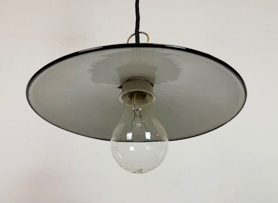 Image 1 of Lámpara de techo industrial esmaltada en azul, años 50