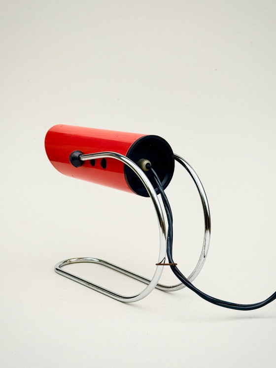 Vintage Space Age "Tube" Table lamp – 1960s/1970s – Arredoluce / Lightolier, Chrome, Metal (photo 7 of 15)