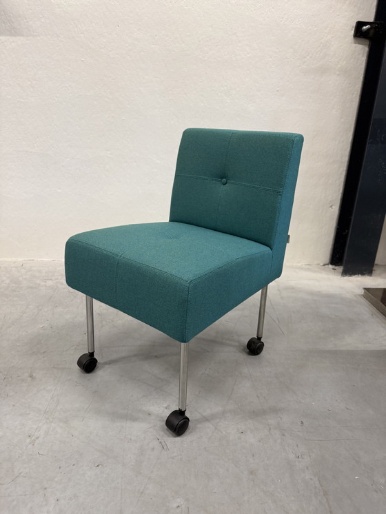 Image 1 of 10 Gelderland 7714 Button sedie su ruote Sedia di design in tessuto