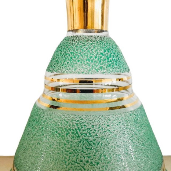 Vintage Mid-Century Liqueur Decanter Carafe Turquoise Sugared Booms Glass 1950s – Glass & Decanter (photo 9 of 16)