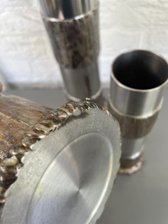 Image 1 of Satz von 3 brutalistischen Metallen aus Duitsland aus den Jahren 60/70