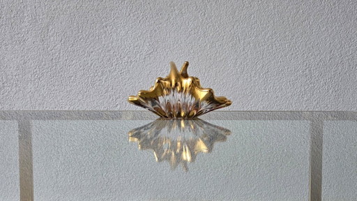 Mid-Century glazen 'splash' schaaltje met 18k bladgoud – Bayel (Jaren 50)