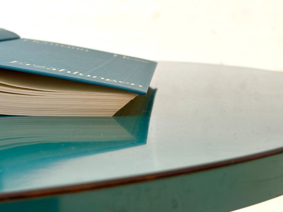 Image 1 of Bauhaus loop table with petrol-colored Resopal coating, 1960s