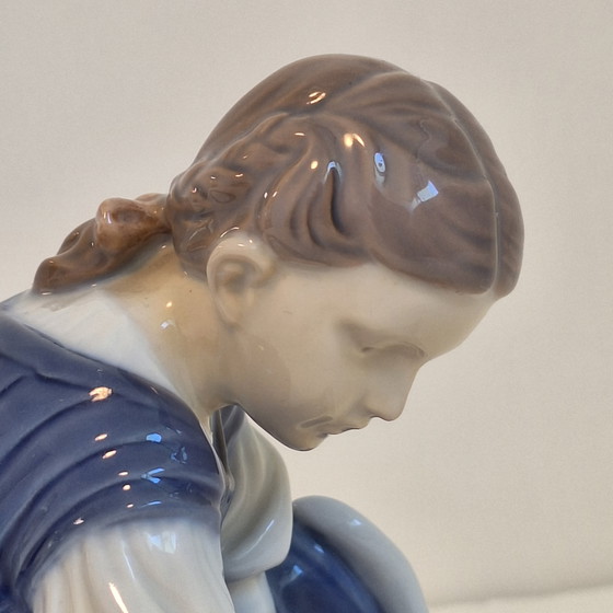 Image 1 of Statuette Of A Girl With Cat, Bing & Grondahl 1960s