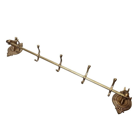 Image 1 of Messing kapstok met paardenhoofden