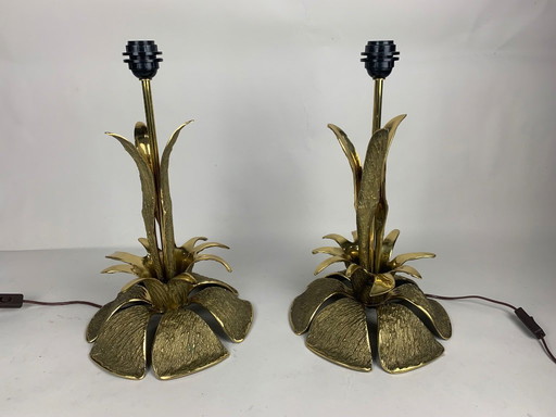 Paar französische Bronze-Tischlampen 1970er Jahre
