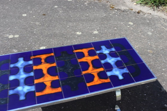 Image 1 of Vintage ceramic and steel coffee table