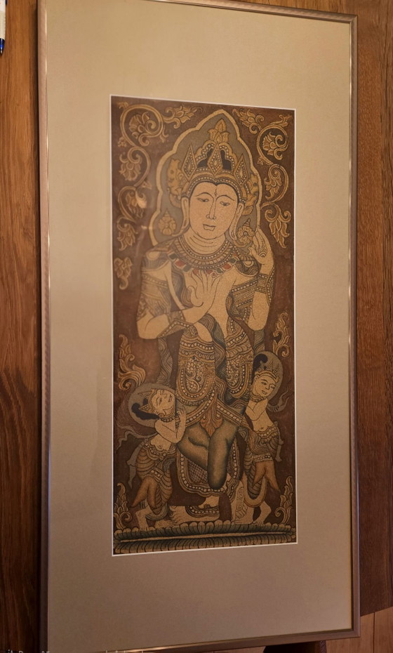 Pittura di sabbia, Arte del tempio Birmania, Carta, Metallo, Beige (foto 7 di 8)