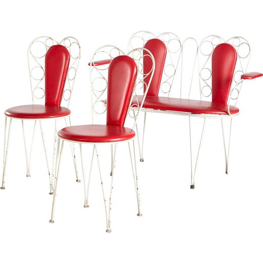 Ensemble de jardin vintage en métal MK6517, années 1960
