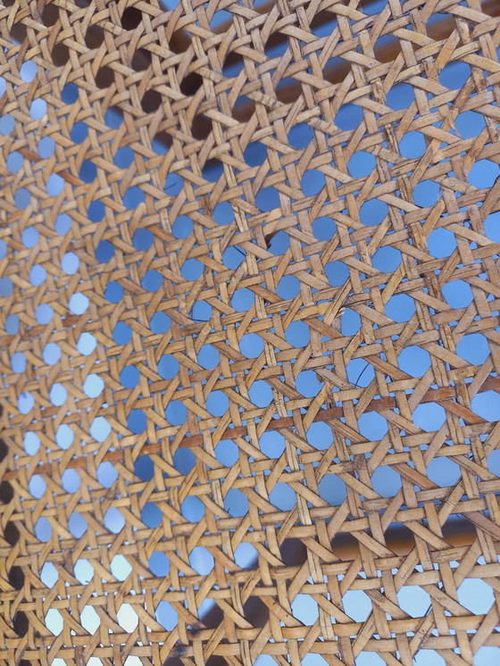 Image 1 of Paar vintage beukenhouten en rieten sledestoelen uit de jaren 70 en 80