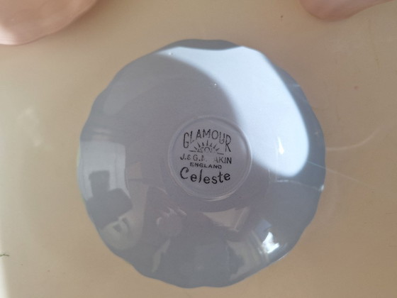 Image 1 of J&G Meakin Porzellan - 6 pastellfarbene Kaffeetassen mit Untertassen