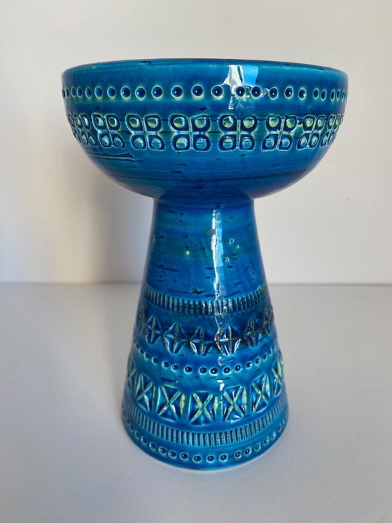 Image 1 of Candeliere firmato Bitossi Rimini Blue – Aldo Londi – Ceramiche italiane di metà secolo