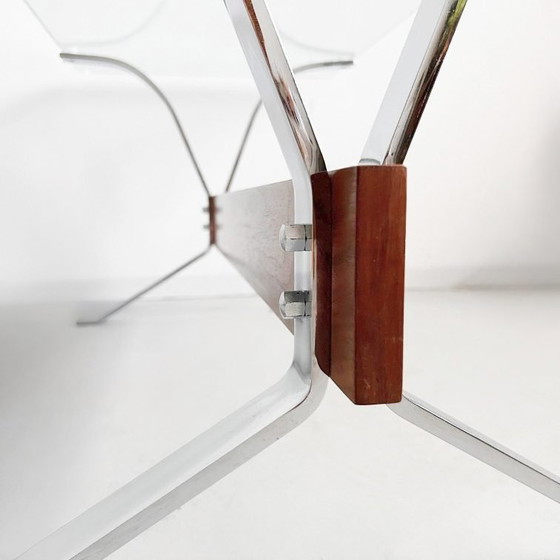 Image 1 of Vintage-Couchtisch im italienischen Design, Chrom, Glas, Teakholz, 1960er Jahre