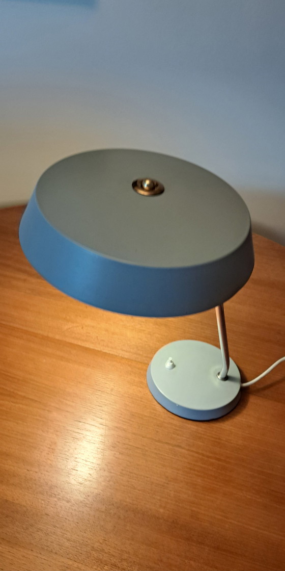 Image 1 of VEB Narva Leuchtenbau Tischlampen – Paar, „Stasi-Lampe“, DDR, 1960er Jahre, Architektengrau