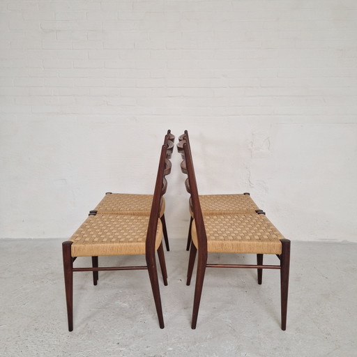 4 Vintage eetkamerstoelen naar Cees Braakman SB09 met nieuw papercord – Rattan, Wood (photo 2 of 6)