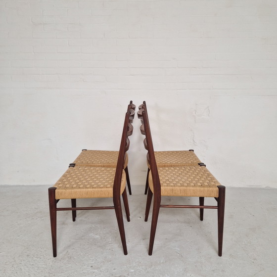4 Vintage eetkamerstoelen naar Cees Braakman SB09 met nieuw papercord – Rattan, Wood (photo 2 of 6)