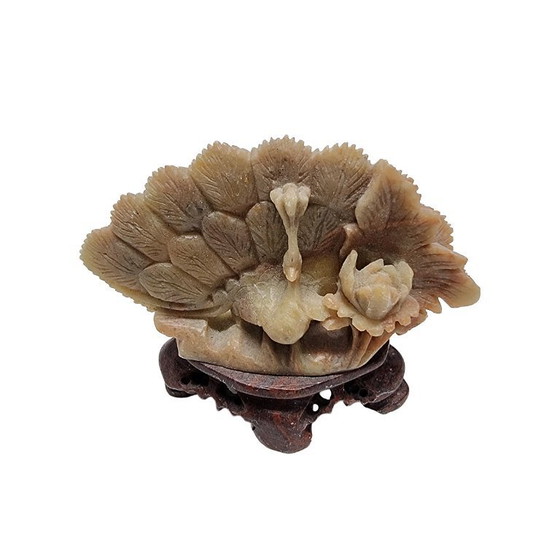 Image 1 of Antike chinesische Specksteinfigur mit Pfau