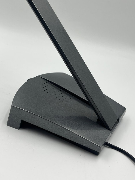 Massive Teleskop-Halogen-Schreibtischlampe, Schreibtischlampen, Metall, Kunststoff, Grau, Modern (Foto 5 von 15)