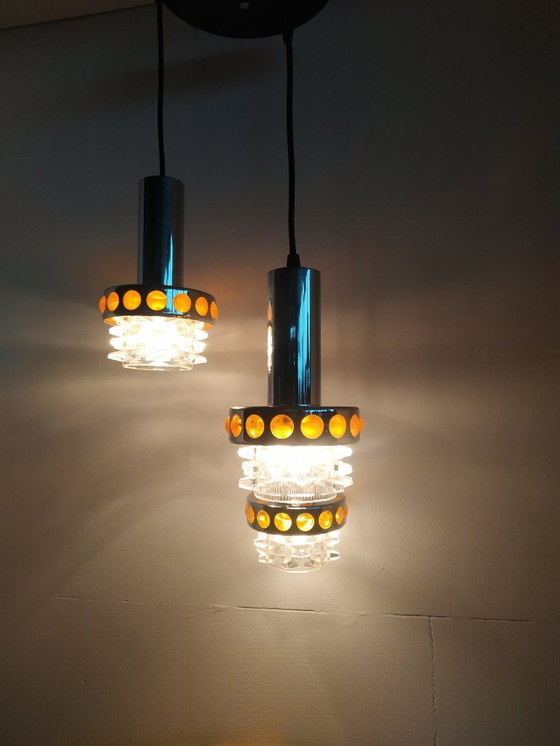 Image 1 of Vintage 60s/70s Massive/Raak cascade design pendant lamp (3 lamps)