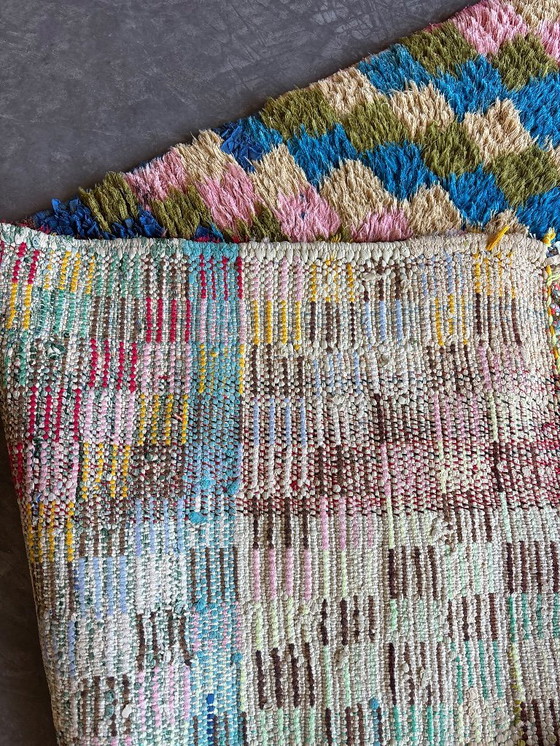 Image 1 of Vintage Moroccan Boucherouite Rug - Checkered Pattern Rug