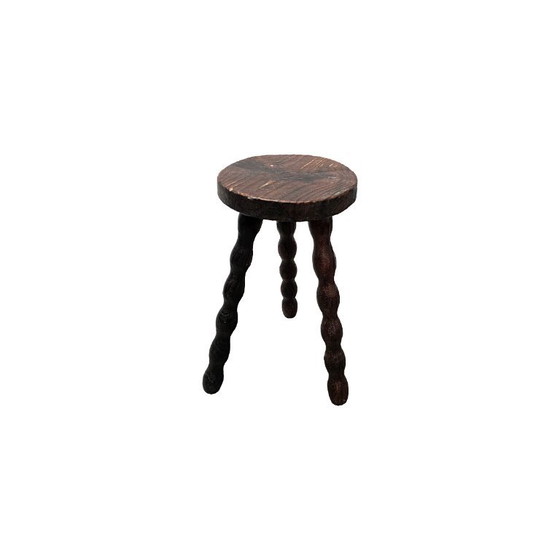 Vintage French wooden three-legged Stools, 60s/70s (photo 4 of 5)