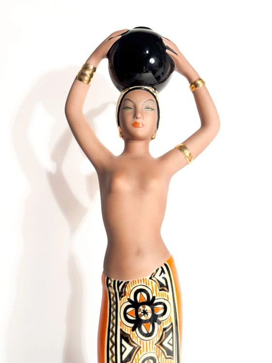 Art Deco Ceramic Sculpture "Dihula" by C.I.A. Manna, 1940s (photo 10 of 13)