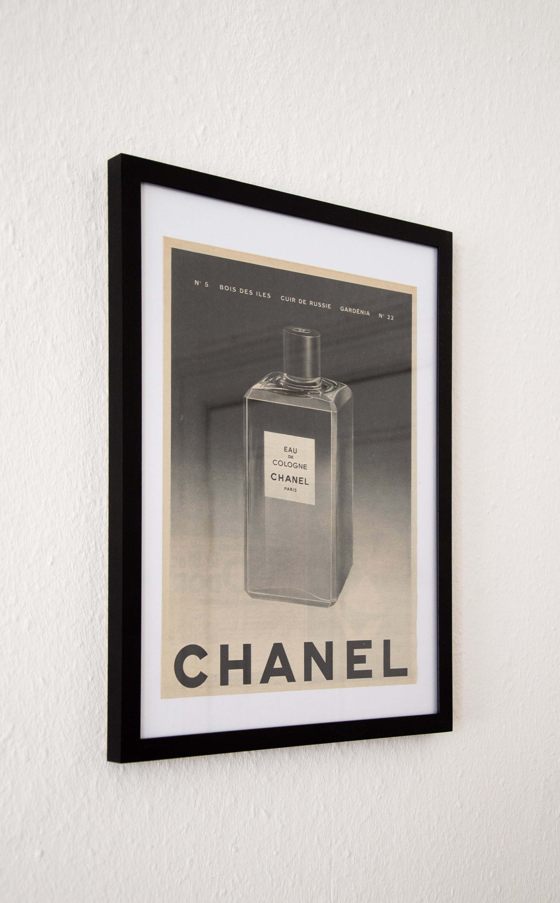 Original Vintage Chanel Eau de Cologne Advertisement Poster 1961