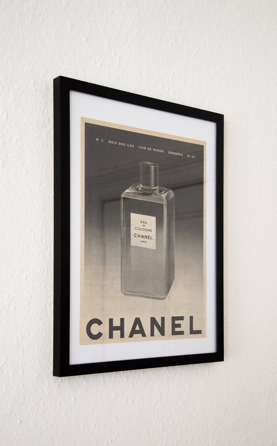 Image 1 of Originele Vintage Chanel Eau de Cologne Reclame Poster 1961 / Niet ingelijst / 33x25cm / Zeer Goede Staat / Geen Herdruk