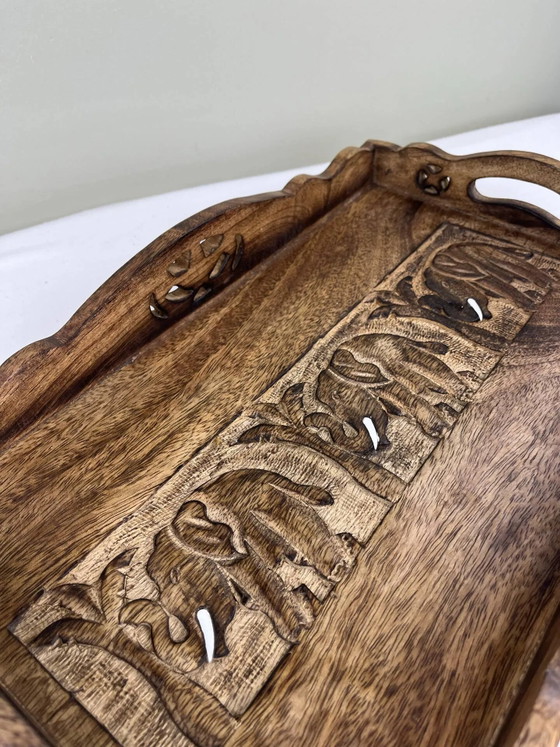 Vassoio decorativo vintage in legno – fregio di elefanti – Accessori da tavola, Wood (photo 9 of 10)