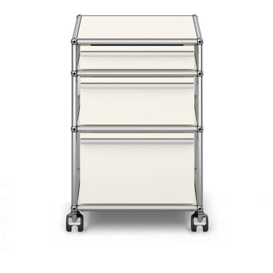 Table USM Haller Advanced + conteneur à roulettes – Prix fixe – Bureaux, Chrome (photo 16 of 18)