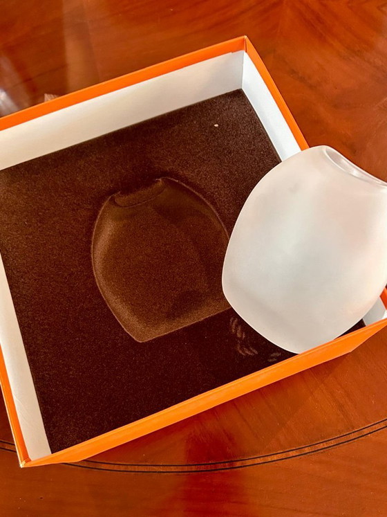 Image 1 of Authentic Hermès "Galet" (Pebble) Vase in White Opaline Glass