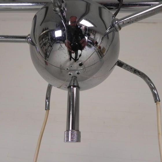 Image 1 of Cascade Pendant Lamp With 5 White Glass Globes, 1970s