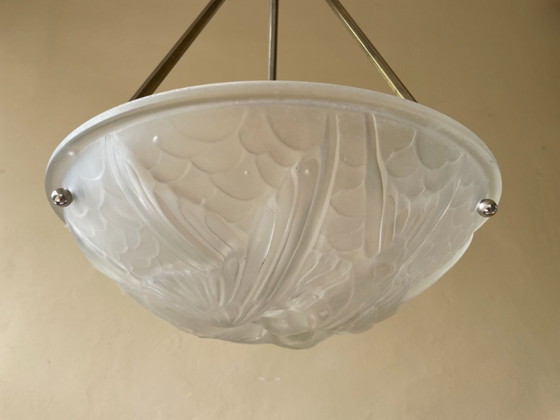 Noverdy Lampada a sospensione a ciotola francese Art Déco 1930 – Lampade a sospensione, Ottone (photo 4 of 12)