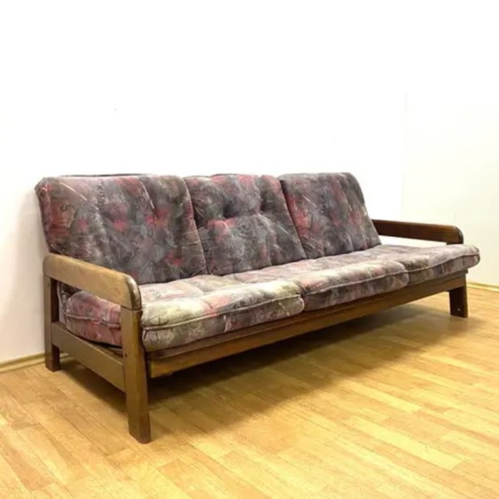 Image 1 of Retro Sofa, Solid Wood Frame, 1970s, Central Europe