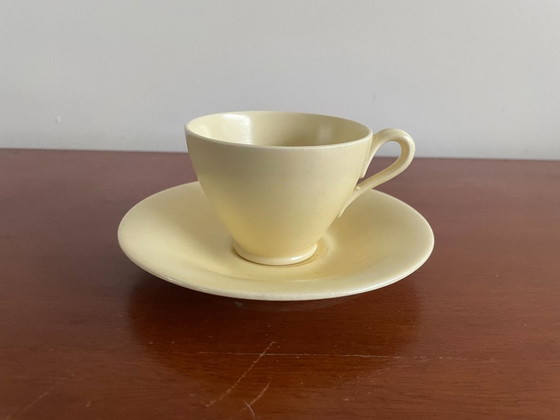 Image 1 of Plateelbakkerij Zuid Holland - Teiera Art Déco gialla + tazze e piattini