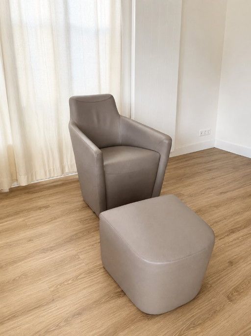 Fauteuil en cuir Leolux avec repose-pieds d'origine – Senso Mist – Leather (photo 2 of 5)