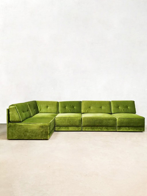 Midcentury grüner Samt modularen Sofa Elemente Sofa 'grüner Samt Geist'