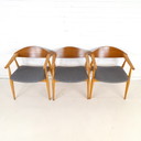 3x vintage houten mid century modern design stoel jaren 60