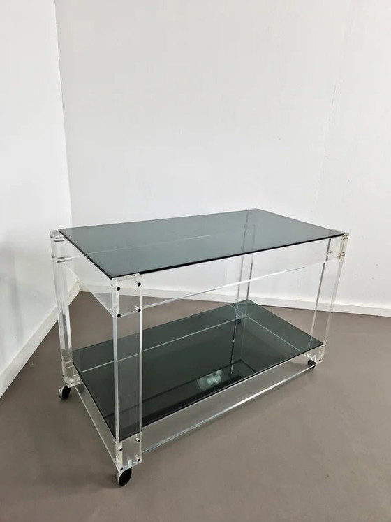 Carrello in Lucite e Vetro Fumè | Anni '70, Carrelli bar, Trasparente, Space Age (foto 7 di 8)