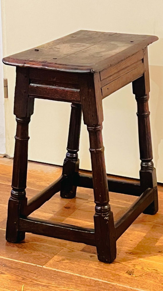 Image 1 of Taburete/mesa auxiliar antiguo de roble inglés