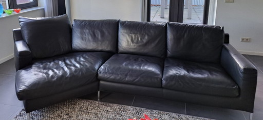 B&B Italia Black Leather Sofa Harry