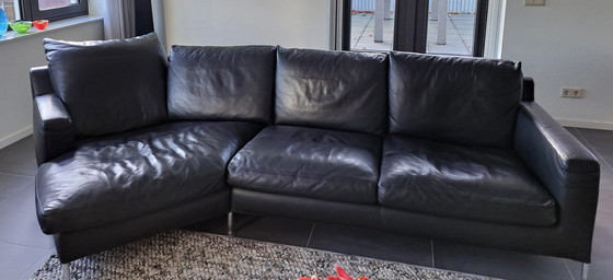 Image 1 of B&B Italia Black Leather Sofa Harry