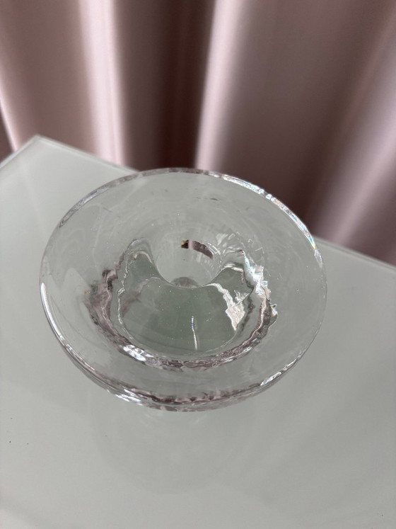 Vintage Scandinavian Glass Candle Holder – Clear Pressed Glass – 1970s (photo 4 of 8)