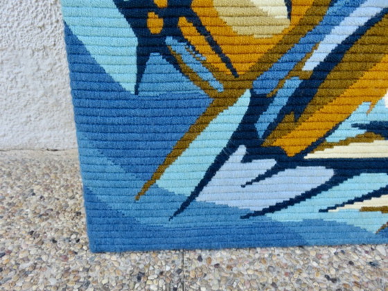 Image 1 of Arazzo Gilles Duvert, astratto, futuristico, arazzo in lana, Francia, anni '70